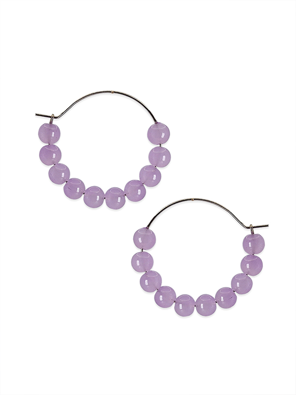 Purple Crystal Stone Round Shape big size earrings for women - Image 2