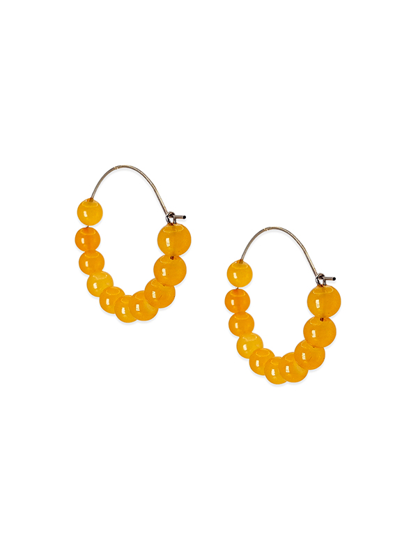 Yellow Crystal Stone Round Shape big size earrings for women - Image 3