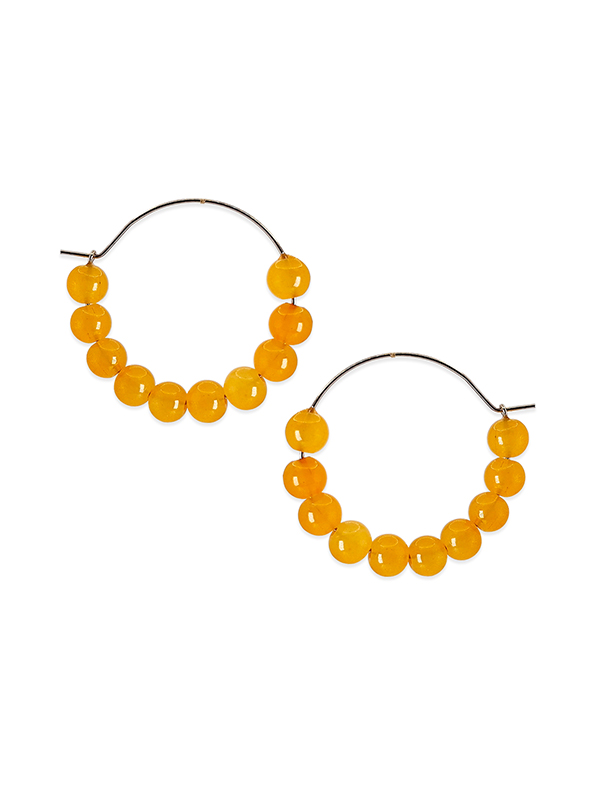Yellow Crystal Stone Round Shape big size earrings for women - Image 2